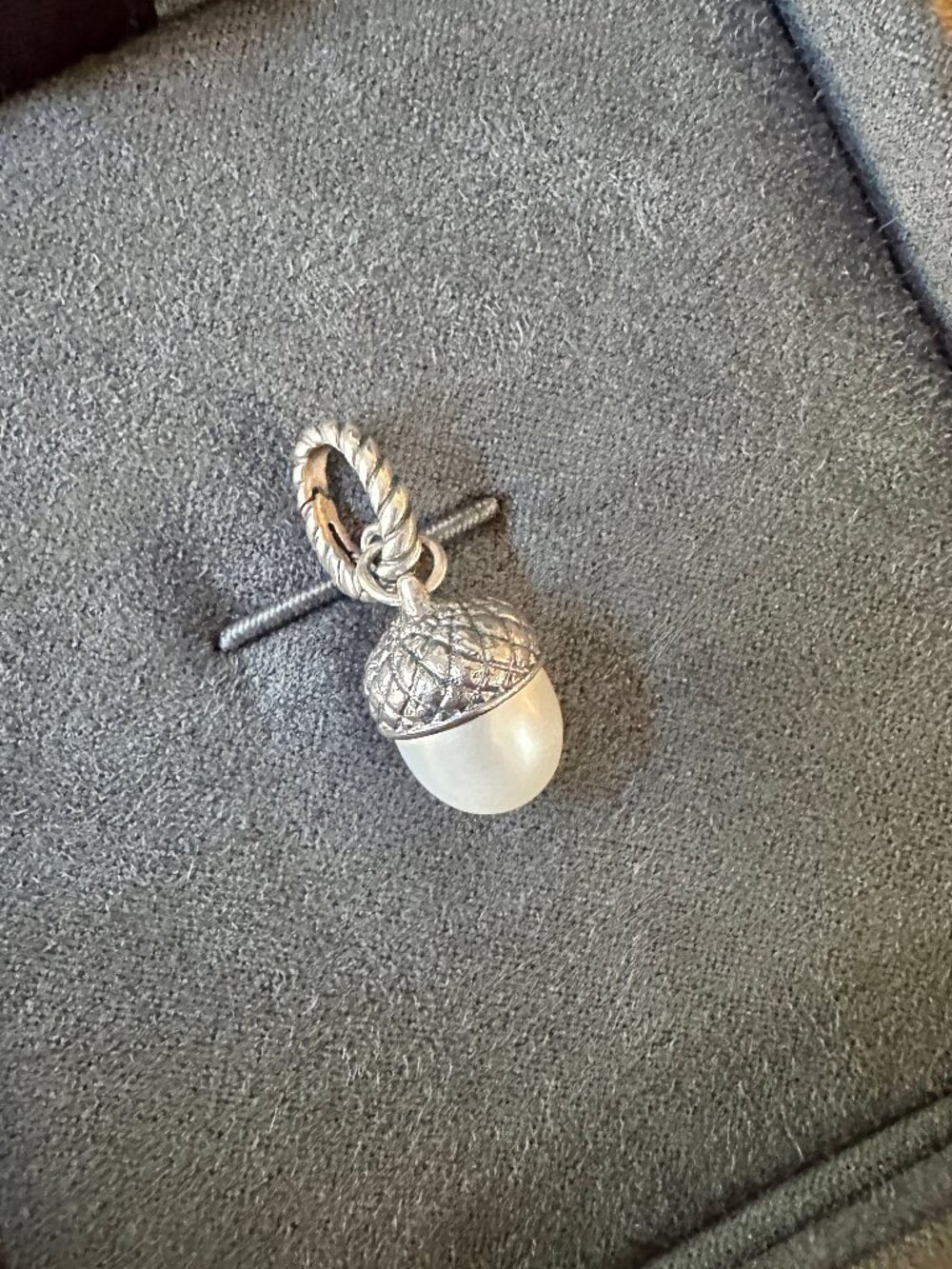 David Yurman Sterling Silver & Pearl Acorn Pendant - RARE